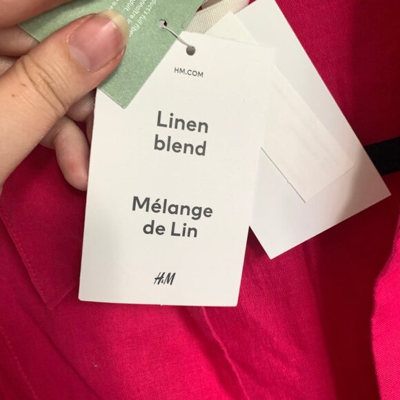 NWT H&M PINK LINEN POPOVER SHIRT - SIZE S - Picture 10 of 11